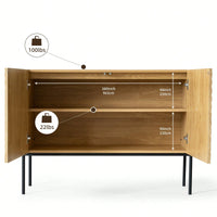 Versatile 2-Door Grooved Storage Cabinets For Living Rooms, Dining Areas, And Corridors With Multifunctional Control Desk