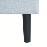 Stylish Grey Linen Twin Size Upholstered Platform Bed Frame with Tufted Headboard and Wood Slats No Box Spring Needed