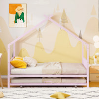 Stylish Twin Size Metal House Bed With Trundle - Space-Saving Design In White