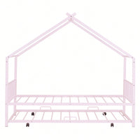 Stylish Twin Size Metal House Bed With Trundle - Space-Saving Design In White