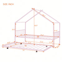 Stylish Twin Size Metal House Bed With Trundle - Space-Saving Design In White