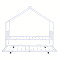 Stylish Twin Size Metal House Bed With Trundle - Space-Saving Design In White