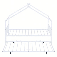 Stylish Twin Size Metal House Bed With Trundle - Space-Saving Design In White