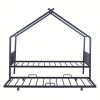 Stylish Twin Size Metal House Bed With Trundle - Space-Saving Design In White