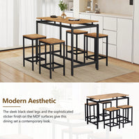 5-Piece Modern Industrial Bar Table Set With Space-Saving Stools - Stylish Furniture For Dining Room And Breakfast Nook (OAK)