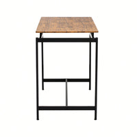 5-Piece Modern Industrial Bar Table Set With Space-Saving Stools - Stylish Furniture For Dining Room And Breakfast Nook (OAK)