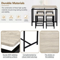 5-Piece Modern Industrial Bar Table Set With Space-Saving Stools - Stylish Furniture For Dining Room And Breakfast Nook (OAK)