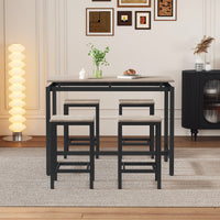 5-Piece Modern Industrial Bar Table Set With Space-Saving Stools - Stylish Furniture For Dining Room And Breakfast Nook (OAK)