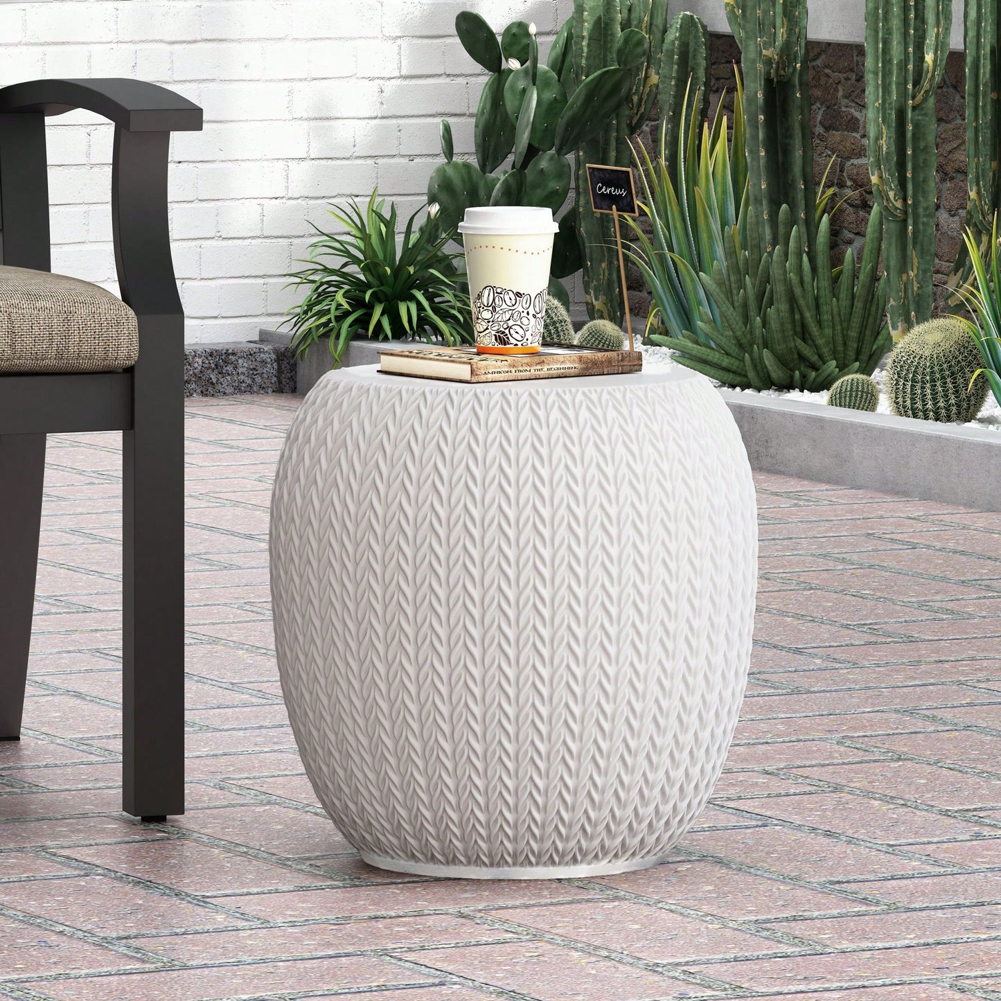 Lightweight Outdoor Concrete Side Table For Patio And Garden Use