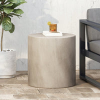 Lightweight Outdoor Concrete Side Table In Light Gray Finish