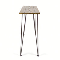 Industrial Wood And Metal Bar Table For Modern Spaces