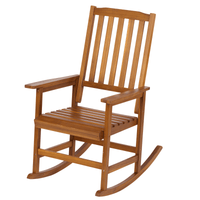 Light Brown Solid Wood Indoor Outdoor Rocking Chair Stylish Patio Furniture