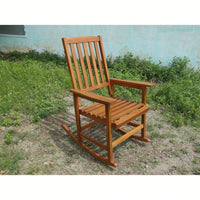 Light Brown Solid Wood Indoor Outdoor Rocking Chair Stylish Patio Furniture