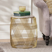 Elegant Round Wire Table With Marble Top For Modern Home Decor