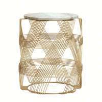 Elegant Round Wire Table With Marble Top For Modern Home Decor