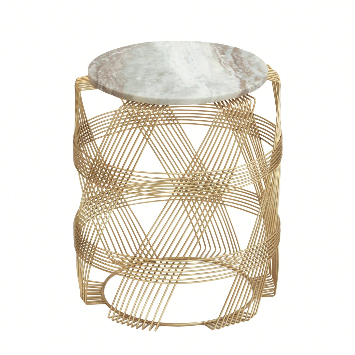 Elegant Round Wire Table With Marble Top For Modern Home Decor