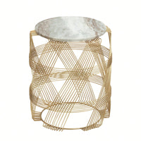 Elegant Round Wire Table With Marble Top For Modern Home Decor