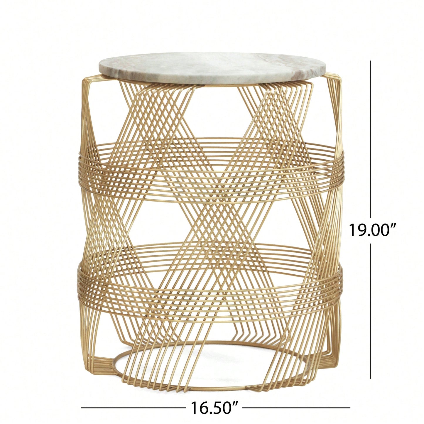 Elegant Round Wire Table With Marble Top For Modern Home Decor
