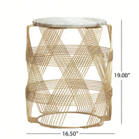 Elegant Round Wire Table With Marble Top For Modern Home Decor