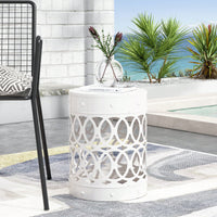 Large Outdoor Metal End Table For Patio And Garden Use