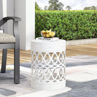 Large Outdoor Metal End Table For Patio And Garden Use