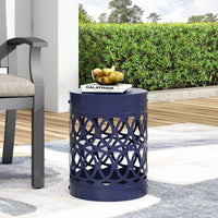 Large Outdoor Metal End Table For Patio And Garden Use