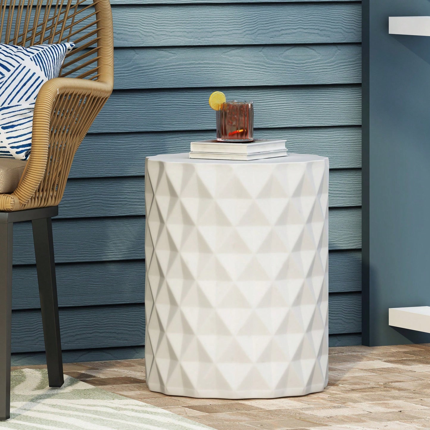 Lightweight Outdoor Concrete Side Table For Patio And Garden Use