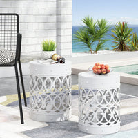 Rustic Outdoor Metal Set Of 2 End Tables For Patio And Garden Decor