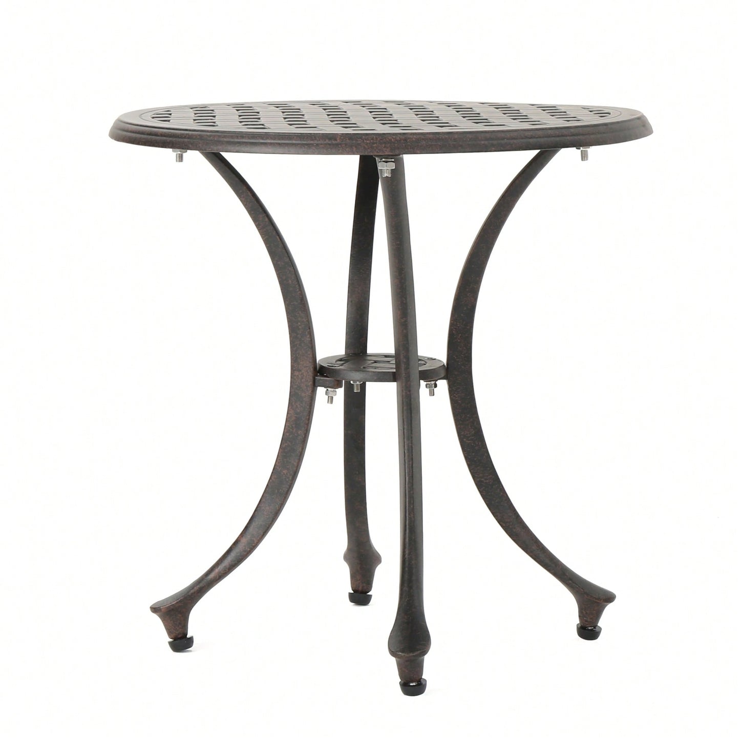 Outdoor 19 Inch Round Cast Aluminum Side Table For Patio Garden Furniture