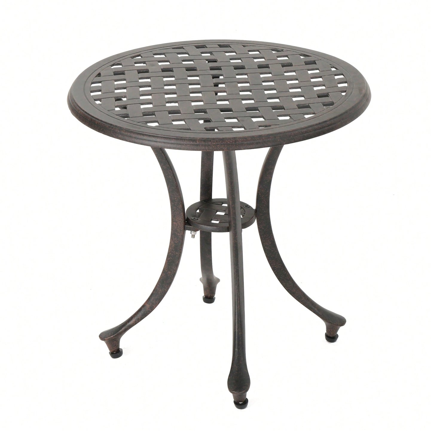 Outdoor 19 Inch Round Cast Aluminum Side Table For Patio Garden Furniture