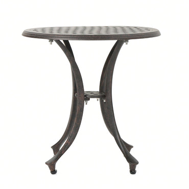 Outdoor 19 Inch Round Cast Aluminum Side Table For Patio Garden Furniture