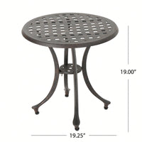 Outdoor 19 Inch Round Cast Aluminum Side Table For Patio Garden Furniture