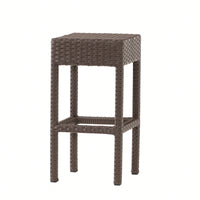 Set Of 2 Dark Brown Outdoor Rattan Backless Barstools For Patio And Garden