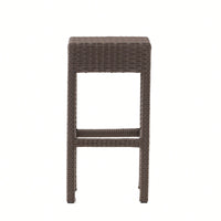 Set Of 2 Dark Brown Outdoor Rattan Backless Barstools For Patio And Garden