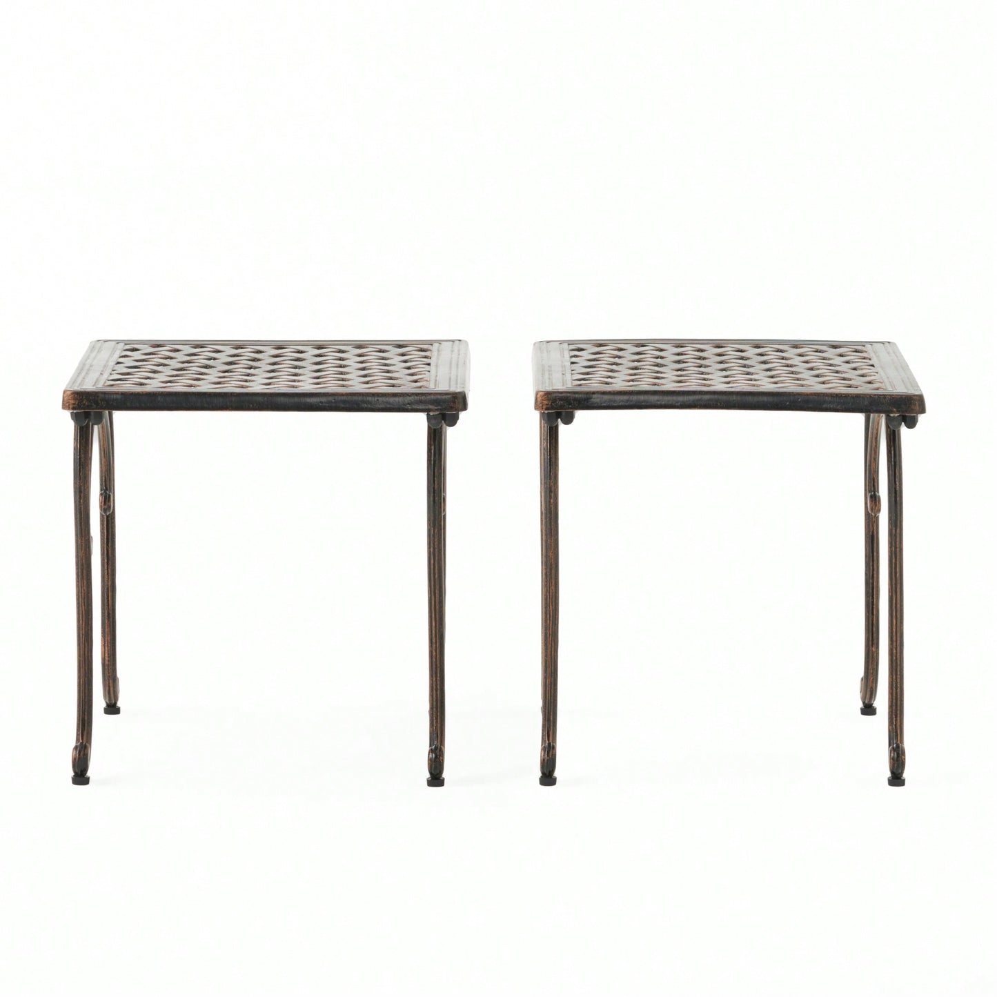 Set Of 2 Modern Cast End Tables For Living Room Or Bedroom Decor