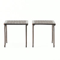 Set Of 2 Modern Cast End Tables For Living Room Or Bedroom Decor