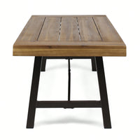 Rustic Outdoor Acacia Wood Coffee Table With Teak Finish And Metal Accents 27.25D X 45.75W X 18H