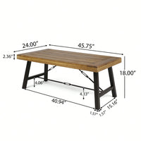 Rustic Outdoor Acacia Wood Coffee Table With Teak Finish And Metal Accents 27.25D X 45.75W X 18H