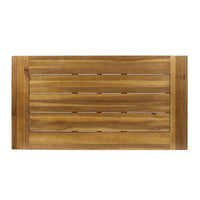 Rustic Outdoor Acacia Wood Coffee Table With Teak Finish And Metal Accents 27.25D X 45.75W X 18H