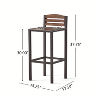 Set Of 2 Outdoor Acacia Wood Barstools For Patio And Garden