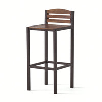 Set Of 2 Outdoor Acacia Wood Barstools For Patio And Garden