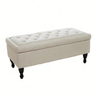 Elegant Storage Ottoman Bench For Living Room And Bedroom Organization