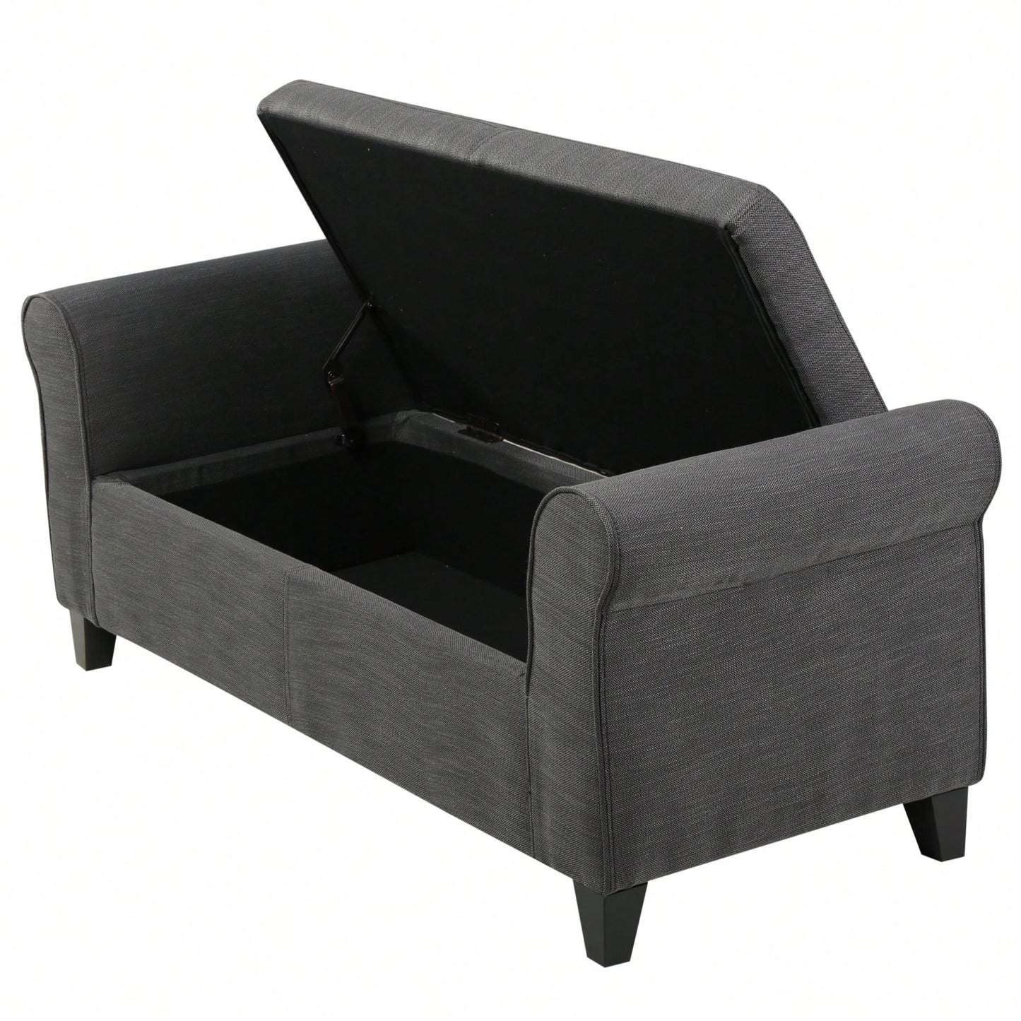 Stylish And Functional Armed Storage Bench With Cushion For Entryway Or Living Room