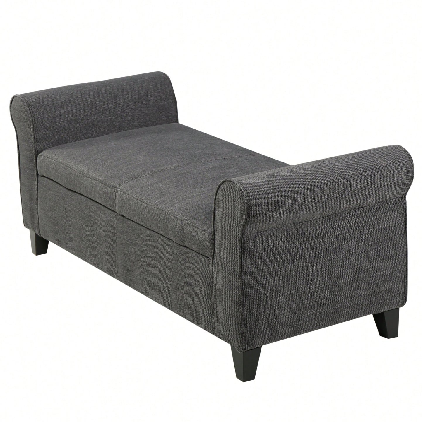 Stylish And Functional Armed Storage Bench With Cushion For Entryway Or Living Room