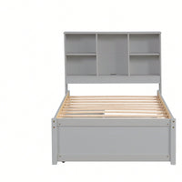 Contemporary Twin Bed Frame With USB Port And Storage Drawers In White Washed Finish