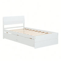 Modern Twin Bed Frame With Storage Drawers High Gloss White Headboard And Footboard Creamy White Finish