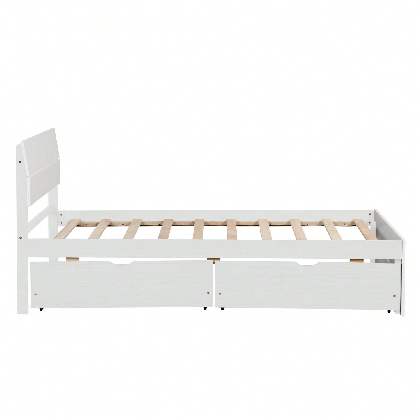 Modern Twin Bed Frame With Storage Drawers High Gloss White Headboard And Footboard Creamy White Finish