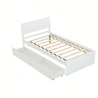 Modern Twin Bed Frame With Storage Drawers High Gloss White Headboard And Footboard Creamy White Finish