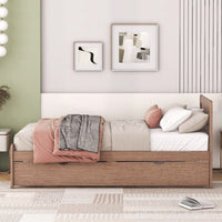 Walnut Twin Size Platform Bed Frame With Trundle For Space-Saving Sleep Solutions