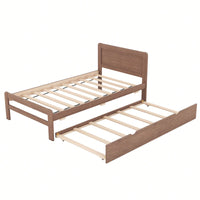 Walnut Twin Size Platform Bed Frame With Trundle For Space-Saving Sleep Solutions